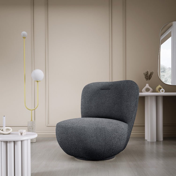 Eleganter Kyoto Designer Bouclé Sessel mit 360° Drehfunktion – Komfort trifft Stil