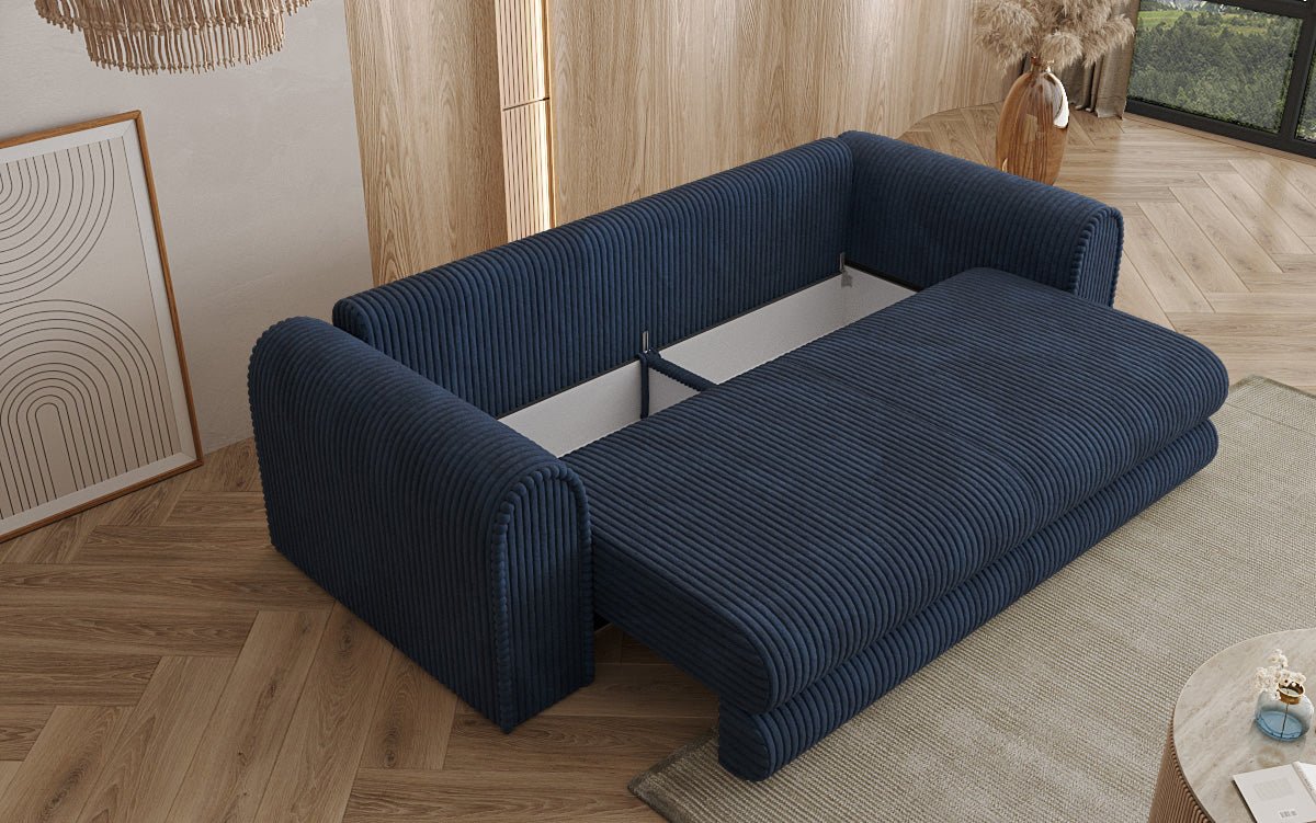 Luxuriöses Cord-Schlafsofa Lil Buddy: 3-Sitzer mit Bettfunktion & Stauraum