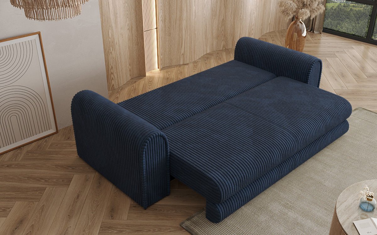 Luxuriöses Cord-Schlafsofa Lil Buddy: 3-Sitzer mit Bettfunktion & Stauraum