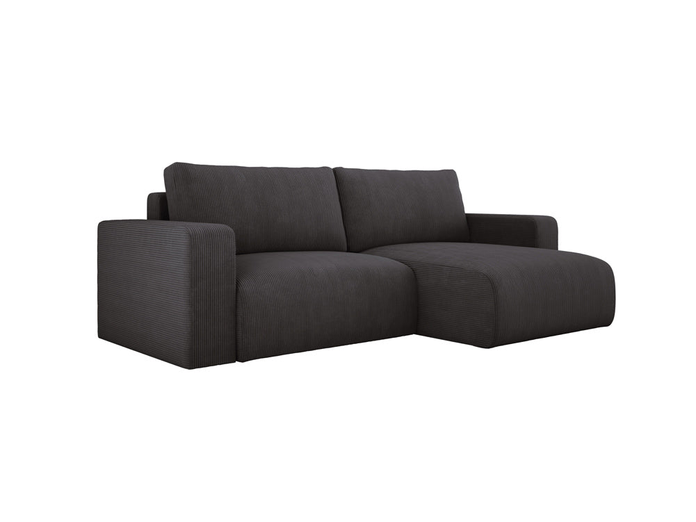 Modernes L-Form Cord Ecksofa Carl mit Schlaffunktion und integriertem Bettkasten