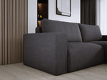 Lade das Bild in den Galerie-Viewer, Modernes L-Form Cord Ecksofa Carl mit Schlaffunktion und integriertem Bettkasten
