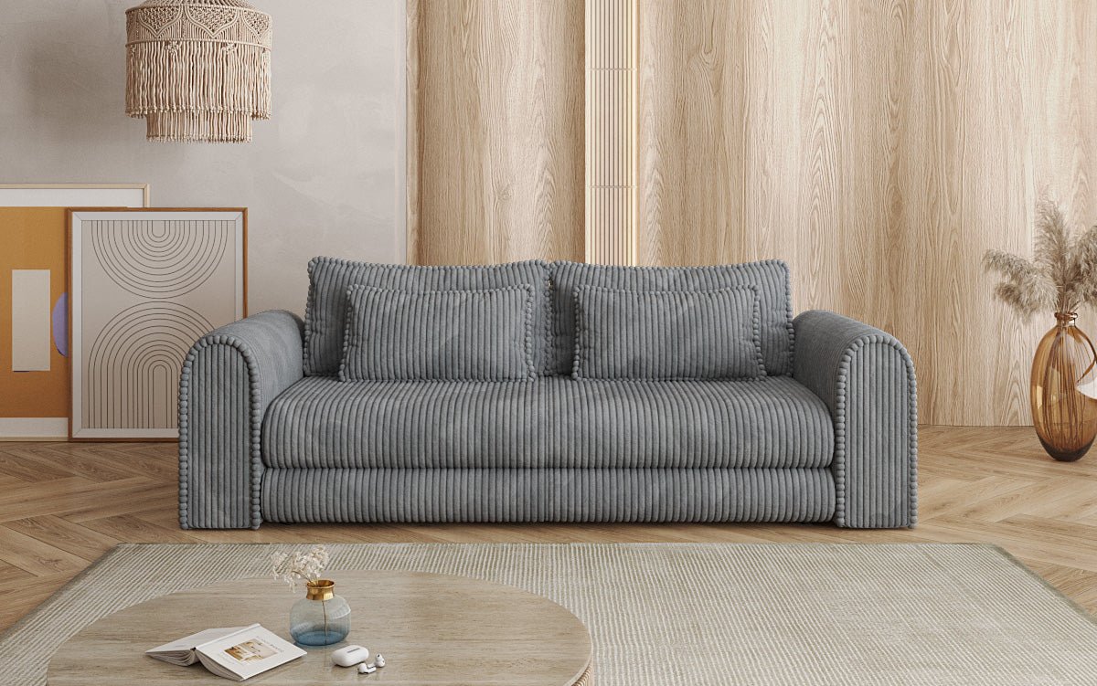 Luxuriöses Cord-Schlafsofa Lil Buddy: 3-Sitzer mit Bettfunktion & Stauraum