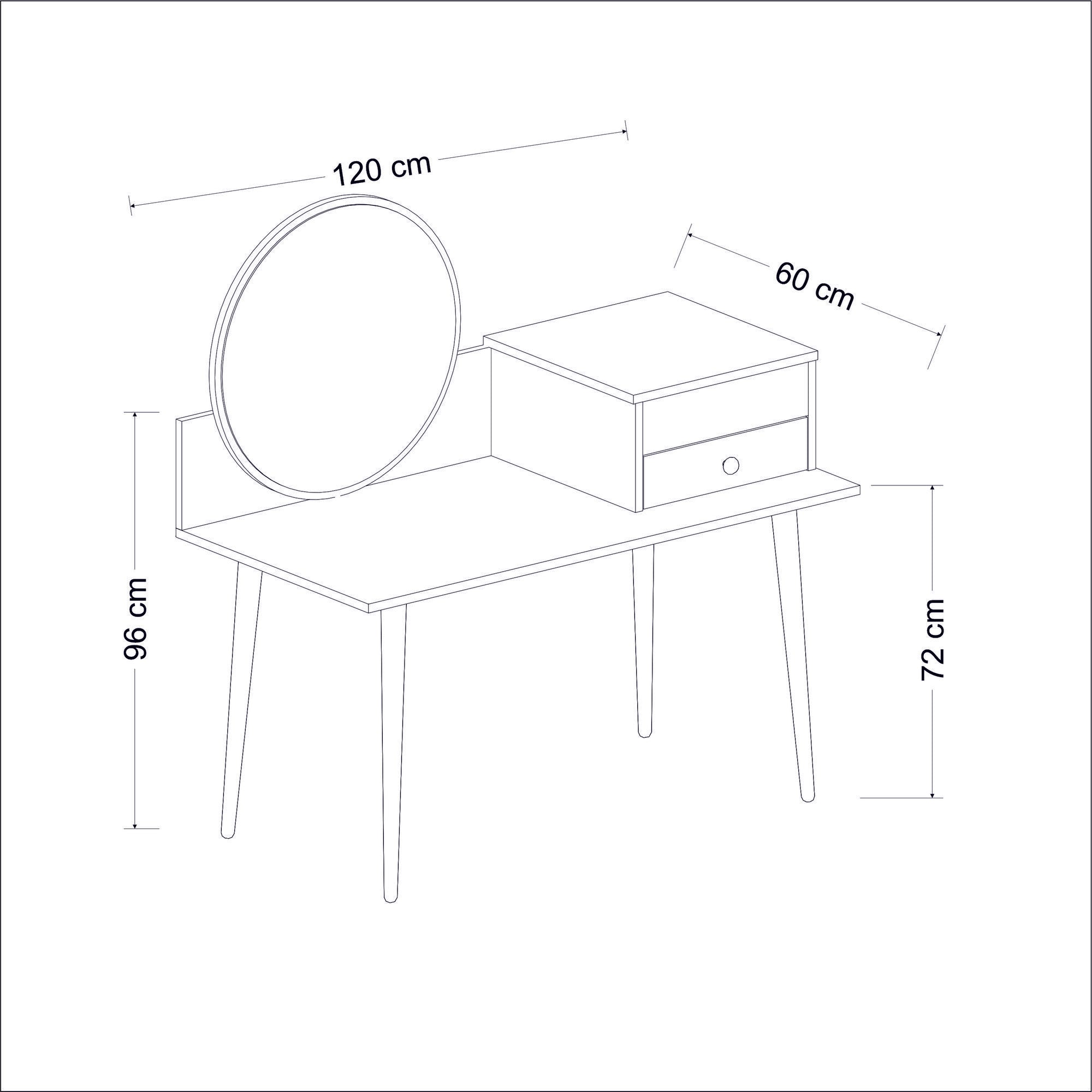 Designer Schminktisch Angel: Eleganter Spiegel, Clevere Schubladen, Stilvolle Holzoptik