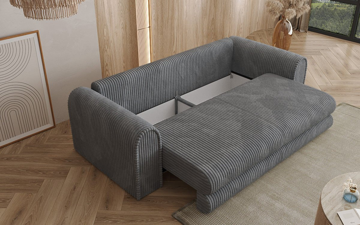 Luxuriöses Cord-Schlafsofa Lil Buddy: 3-Sitzer mit Bettfunktion & Stauraum