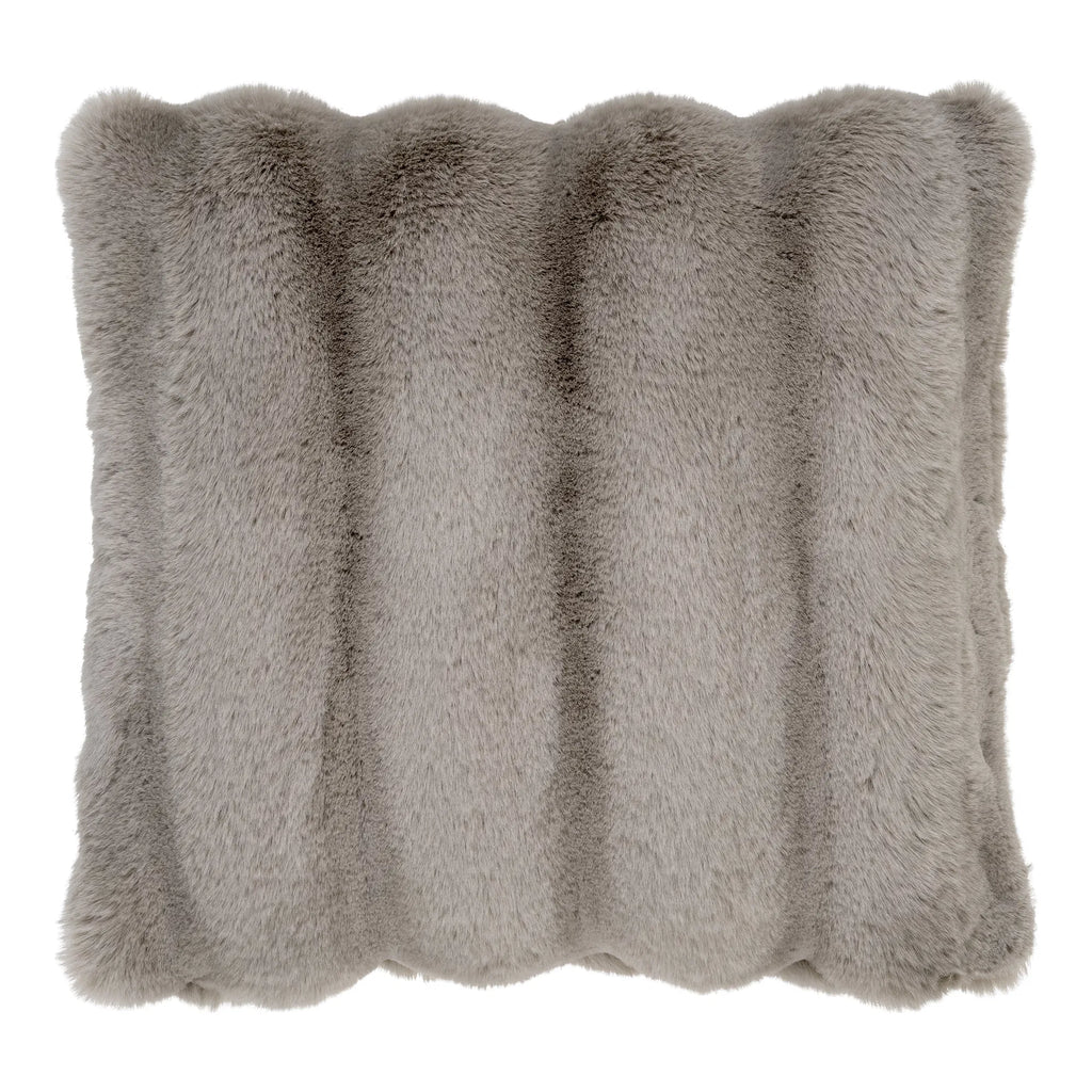 Flauschiges Luxus-Zierkissen Tao aus weichem Kunstfell, Grau, 45x45 cm