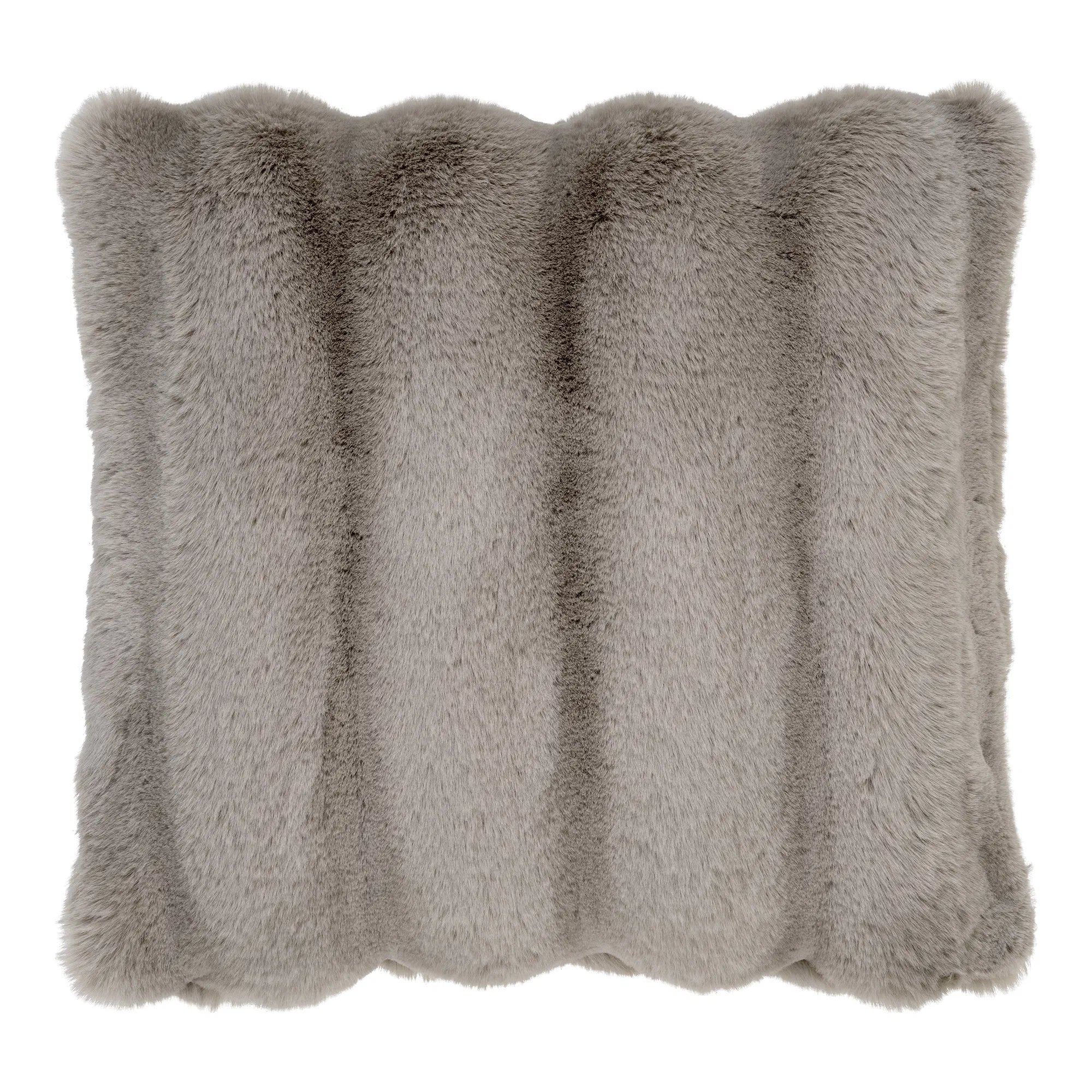 Luxuriöses Kuschelkissen Tao Grau: Weiches Kunstfell, 45x45 cm, Perfekt für Gemütlichkeit
