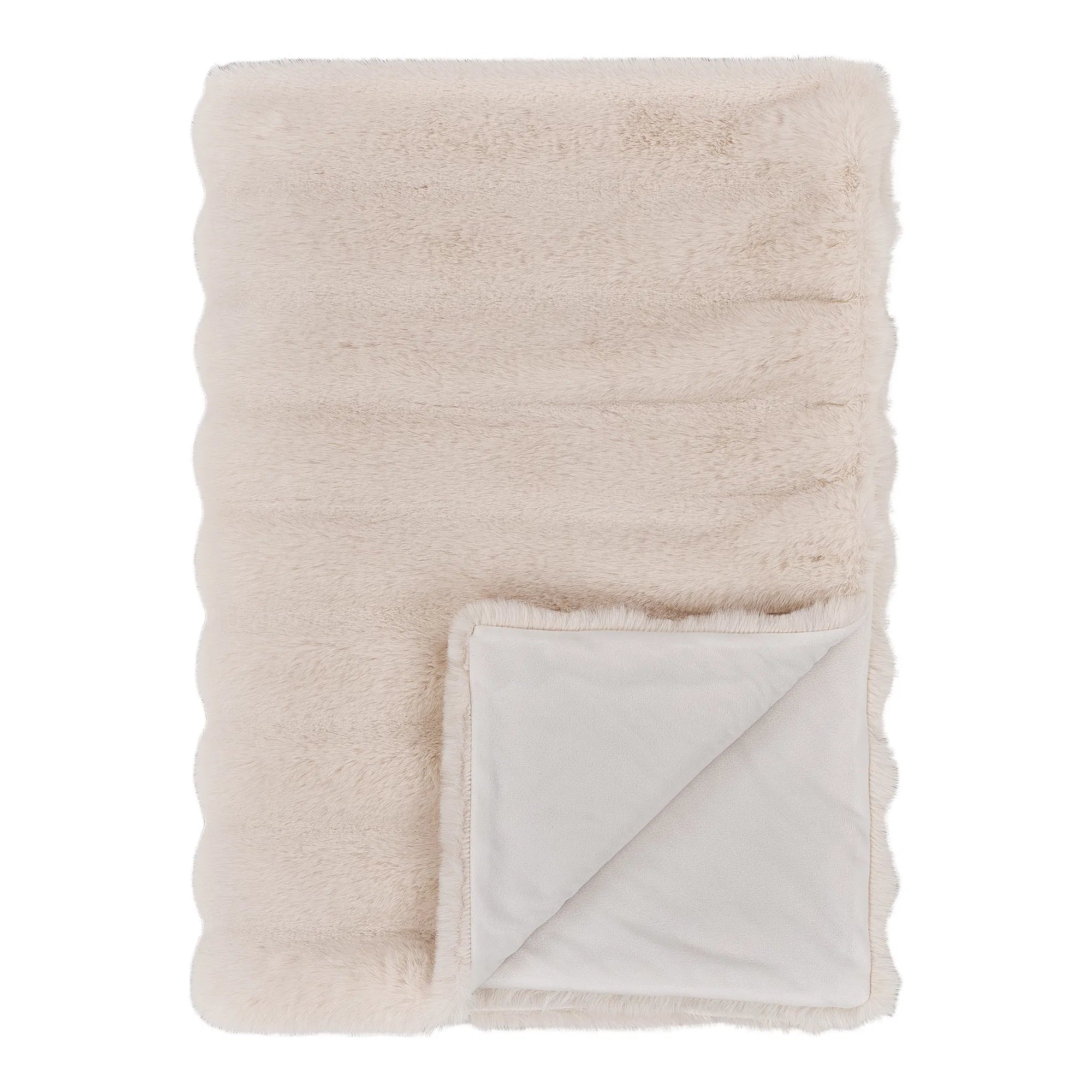 Luxuriöse Tao Kunstfell-Tagesdecke Beige – Flauschig Weich für Gemütliche Stunden
