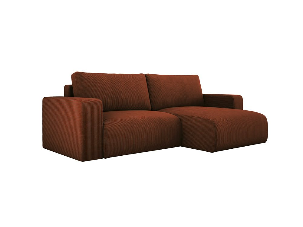 Modernes L-Form Cord Ecksofa Carl mit Schlaffunktion und integriertem Bettkasten