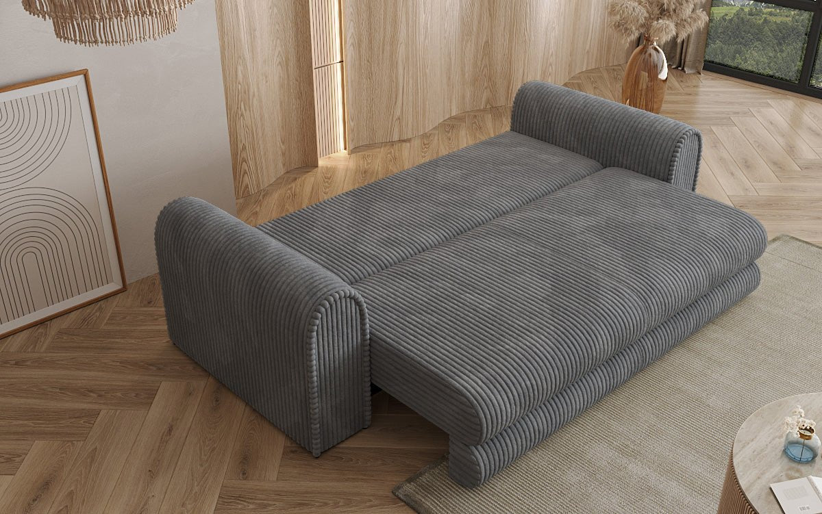 Luxuriöses Cord-Schlafsofa Lil Buddy: 3-Sitzer mit Bettfunktion & Stauraum