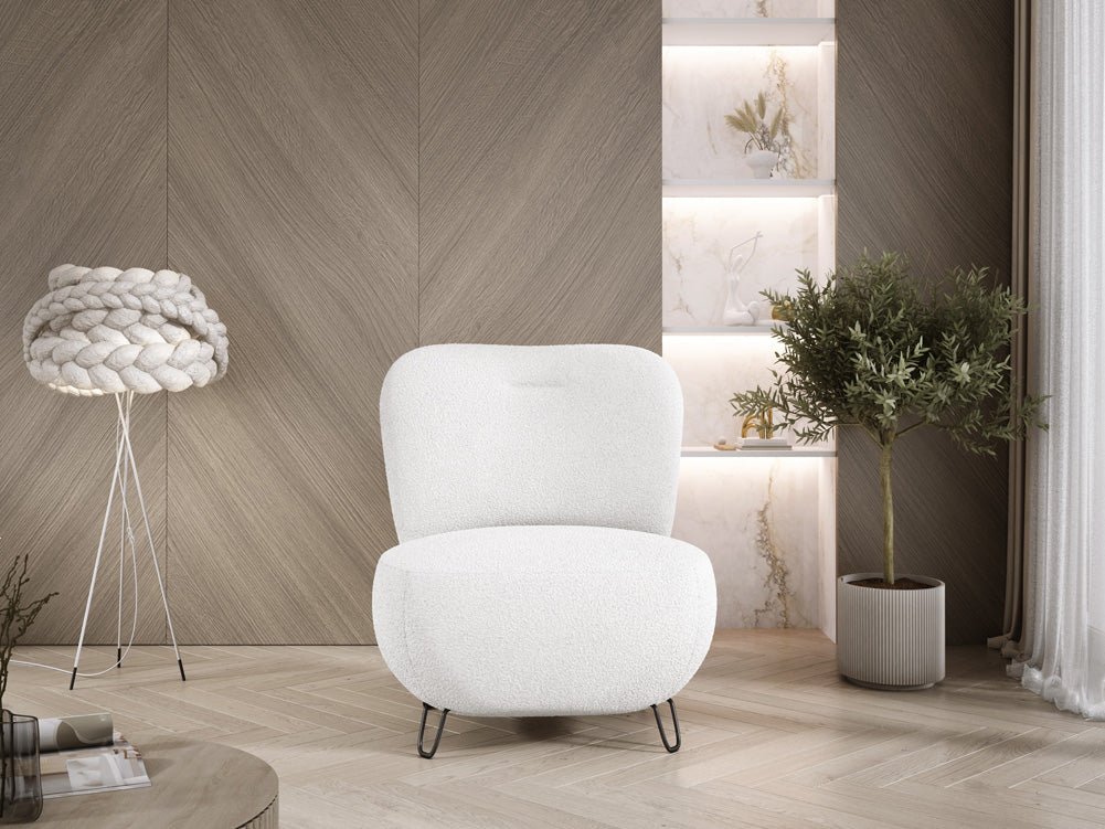 Tokyo Designer Bouclé Sessel: Gemütlicher, Stilvoller Polstersessel für Modernes Wohnen
