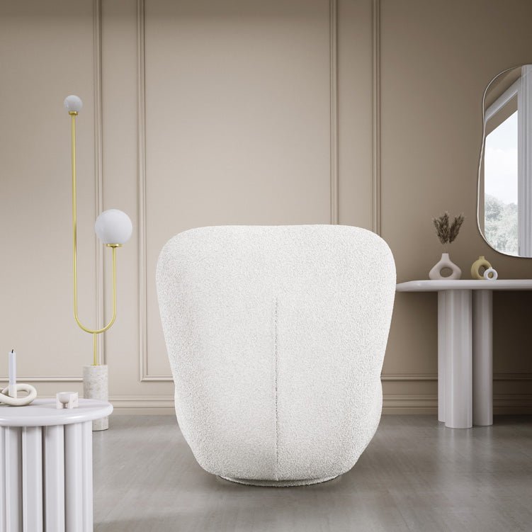 Eleganter Kyoto Designer Bouclé Sessel mit 360° Drehfunktion – Komfort trifft Stil