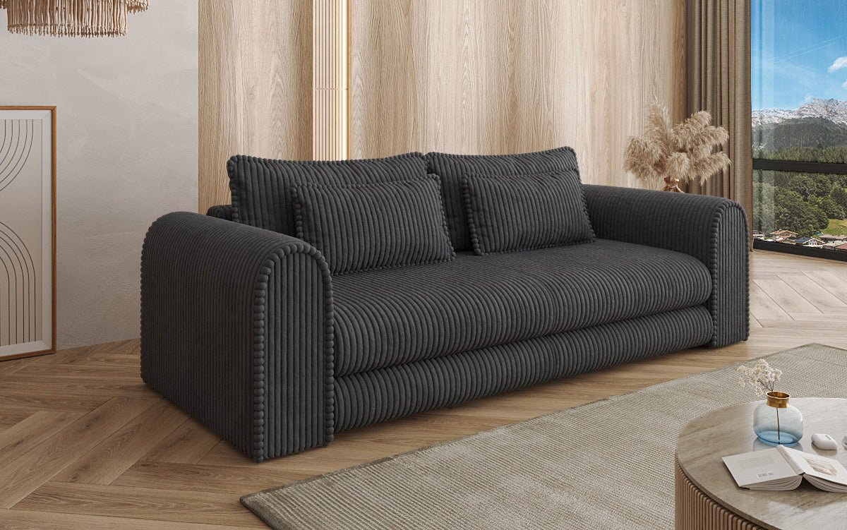 Luxuriöses Cord-Schlafsofa Lil Buddy: 3-Sitzer mit Bettfunktion & Stauraum