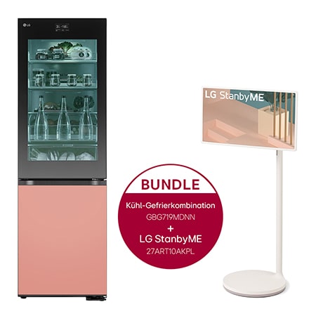 LG InstaView MoodUP® Kühl-Gefrierkombination mit StanbyME Smart Display Set
