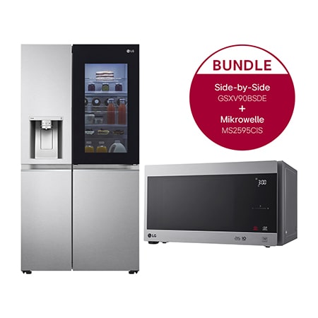LG Side-by-Side Kühlschrank InstaView Door-in-Door® & Solo-Mikrowelle Komplett-Set