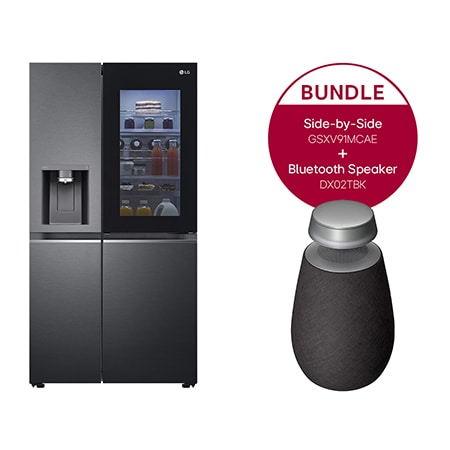 LG InstaView Door-in-Door® Side-by-Side Kühlschrank mit XBOOM 360 Lautsprecher Bundle