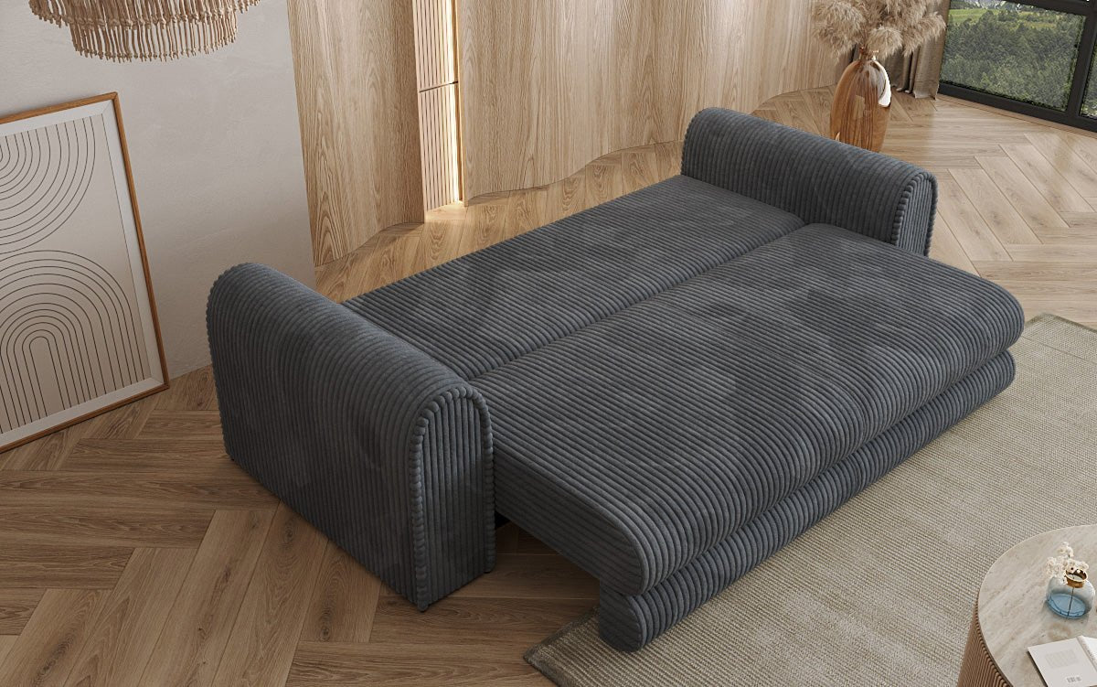 Luxuriöses Cord-Schlafsofa Lil Buddy: 3-Sitzer mit Bettfunktion & Stauraum