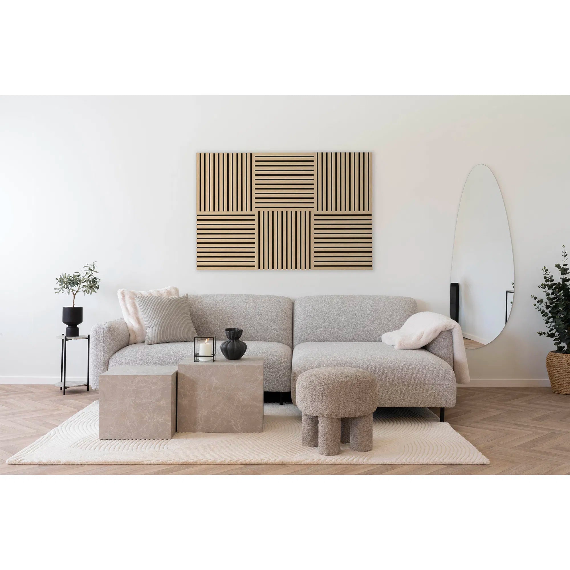Hochwertige Akustikpaneele Eiche Naturholz, Schallabsorbierend, 52x52cm, 2er Set für Wand