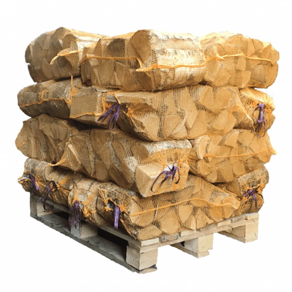 24 große Netzsäcke aus Buche – Ofenholz, trocken, 25 cm