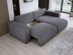 Lade das Bild in den Galerie-Viewer, Modernes L-Form Cord Ecksofa Carl mit Schlaffunktion und integriertem Bettkasten
