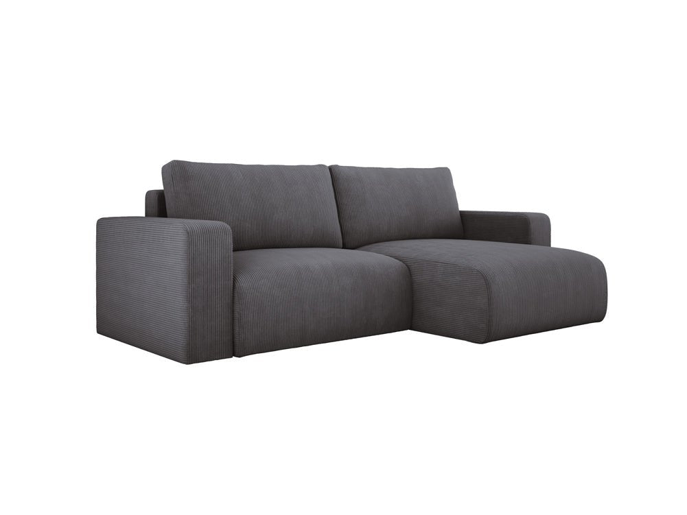 Modernes L-Form Cord Ecksofa Carl mit Schlaffunktion und integriertem Bettkasten