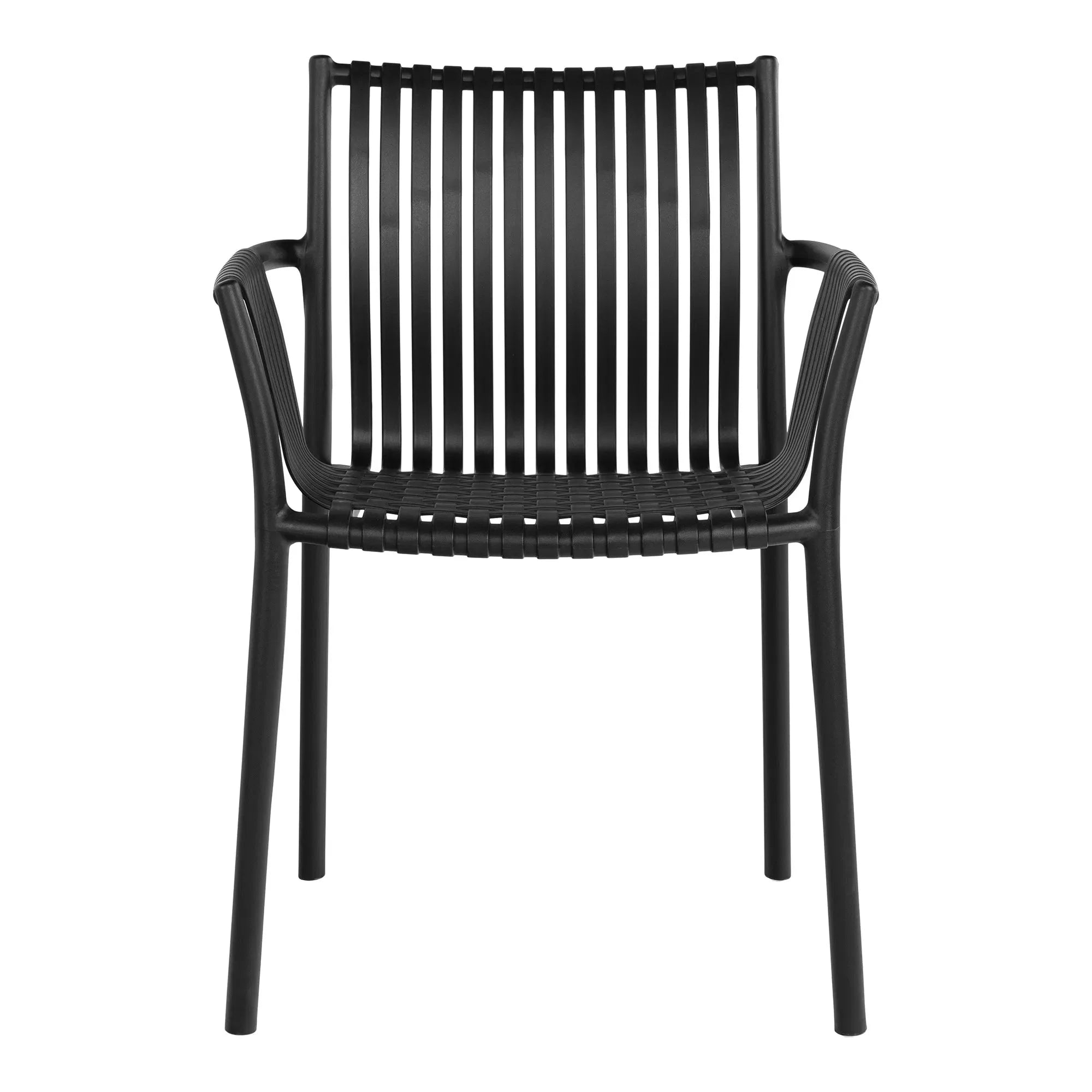4er Set Stapelbarer Gartenstuhl Verona Schwarz für Outdoor & Balkon