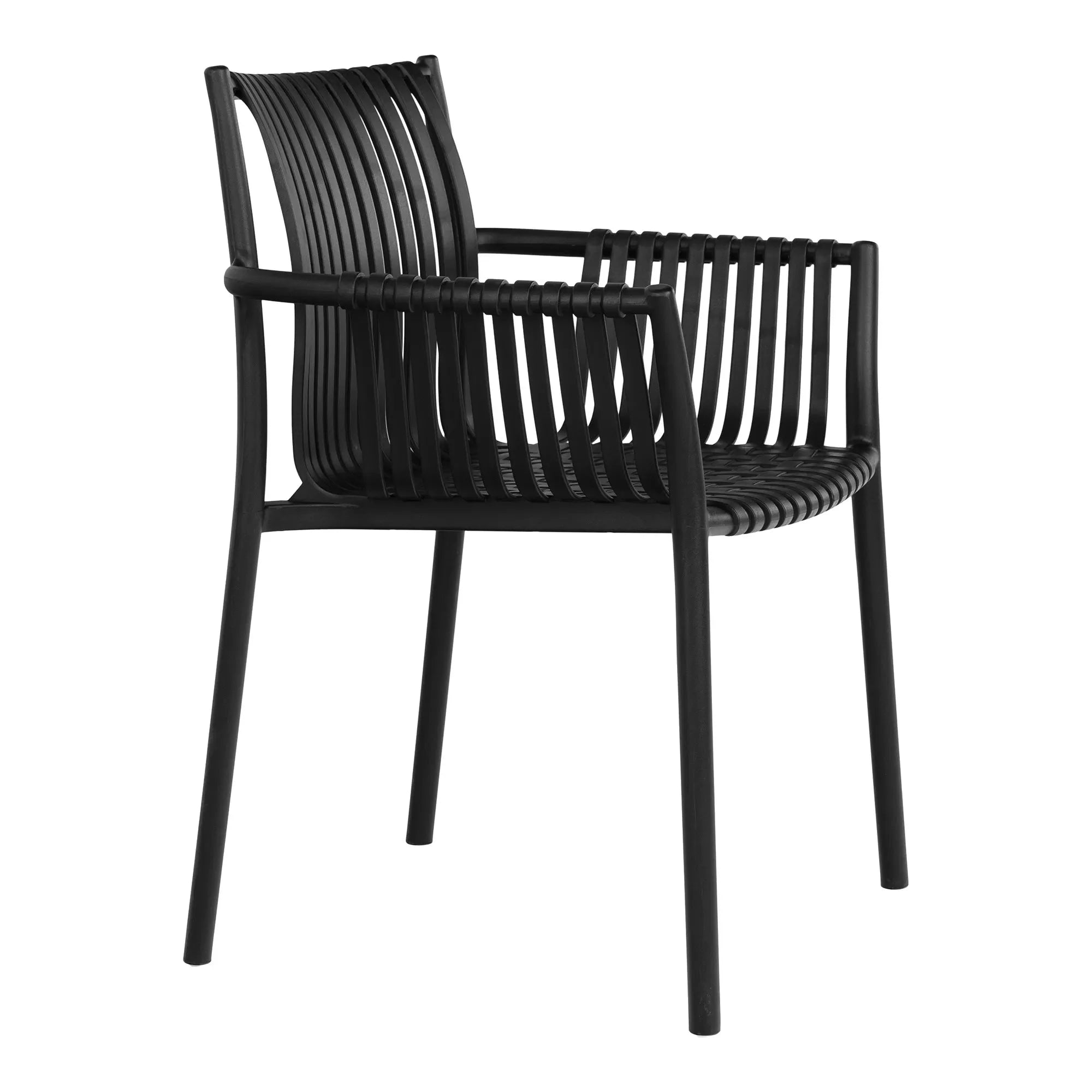 4er Set Stapelbarer Gartenstuhl Verona Schwarz für Outdoor & Balkon