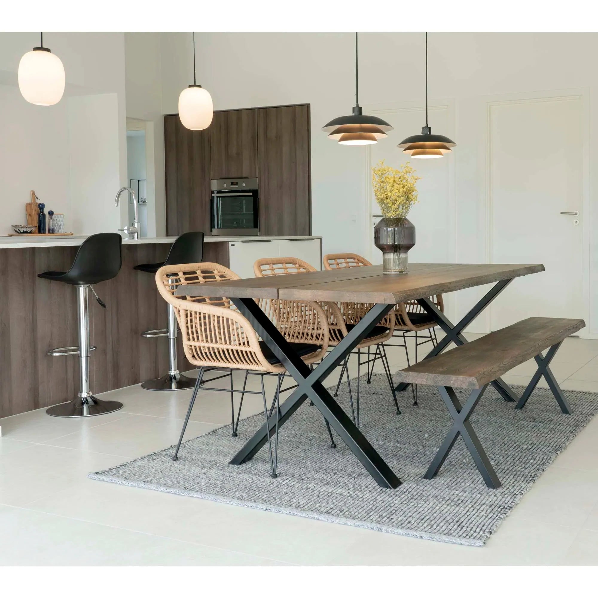 2er Set Gartenstuhl Firenze Natur Polyrattan Stahl wetterfest komfortabel