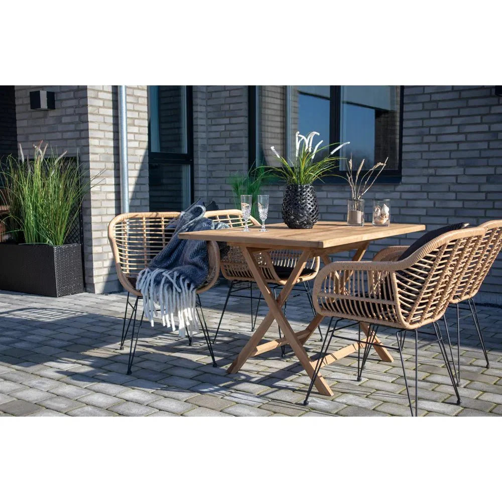 2er Set Gartenstuhl Firenze Natur Polyrattan Stahl wetterfest komfortabel