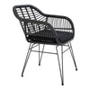 2er Set Gartenstuhl Firenze Schwarz: Eleganter, Wetterfester Stahl-Polyrattan Outdoor-Stuhl für Garten