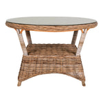 Lade das Bild in den Galerie-Viewer, Larissa Outdoor Esstisch: Rund Ø120cm, Robustes Rattan, Stahl &amp; Glas
