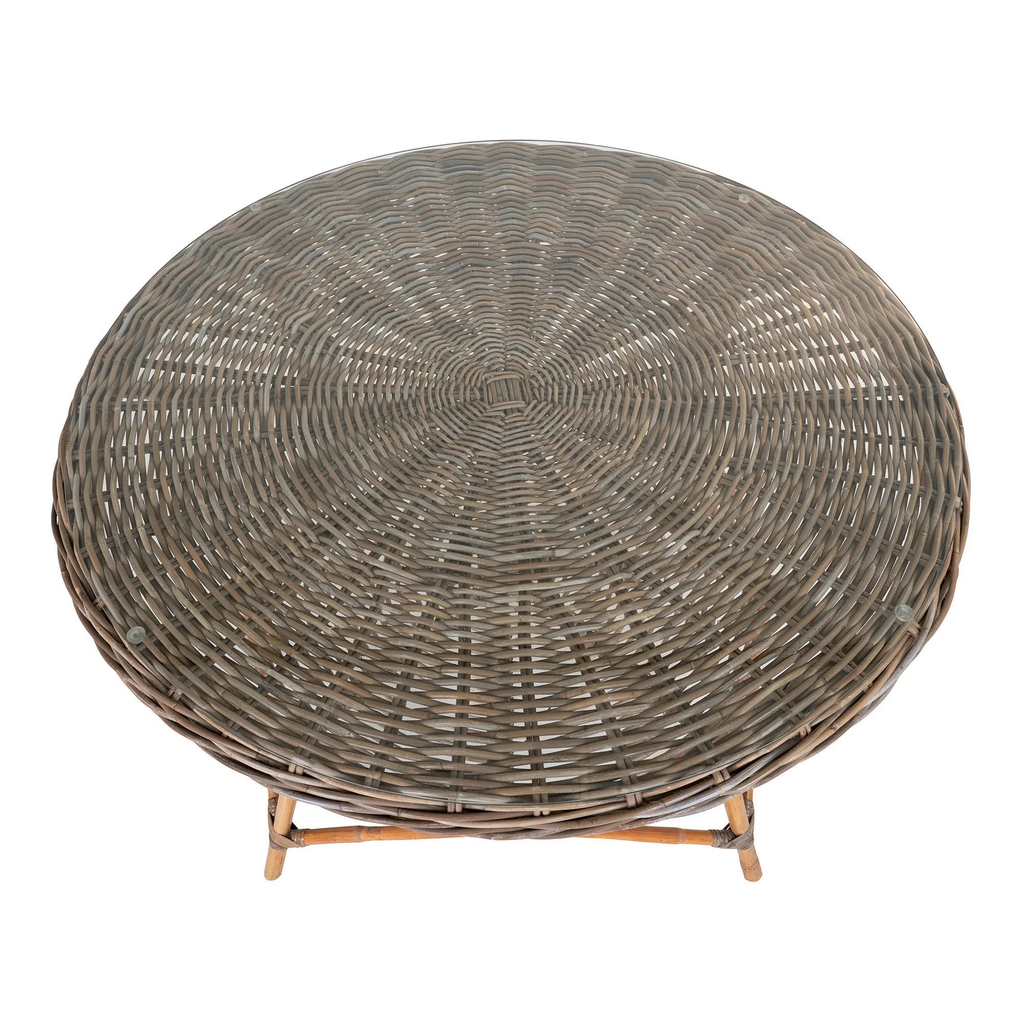 Larissa Outdoor Esstisch: Rund Ø120cm, Robustes Rattan, Stahl & Glas