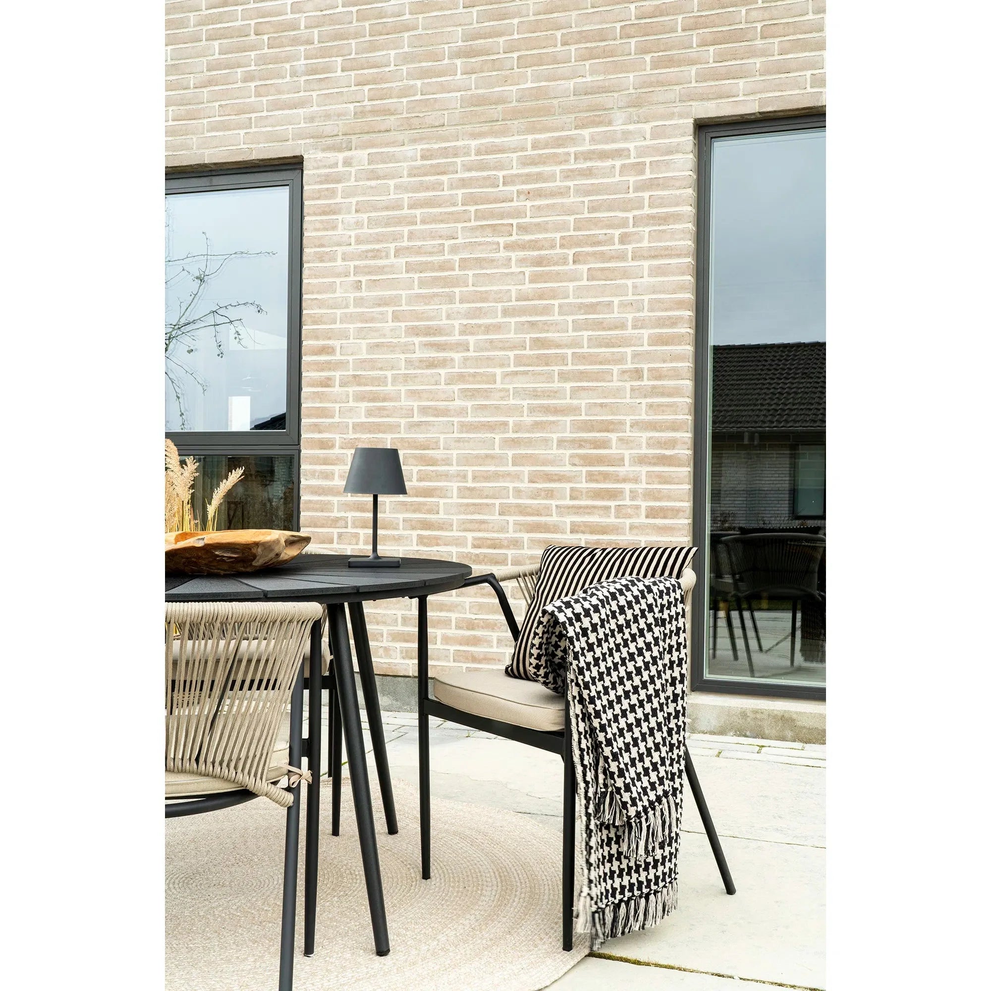 Elegantes 2er Set Gartenstuhl Lazaro: Stilvoll, Bequem, Schwarz/Beige Outdoor-Sitzgelegenheit
