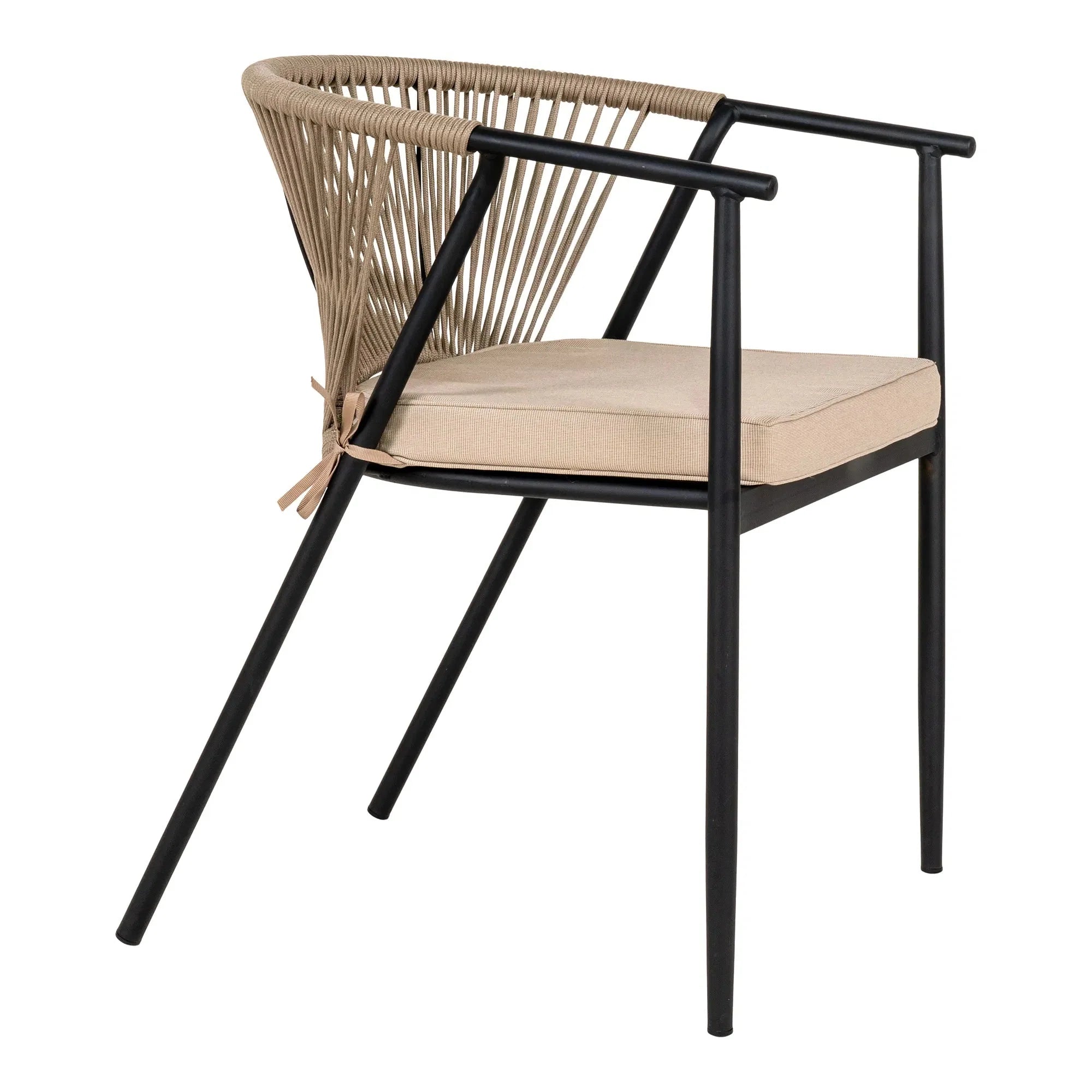 Elegantes 2er Set Gartenstuhl Lazaro: Stilvoll, Bequem, Schwarz/Beige Outdoor-Sitzgelegenheit
