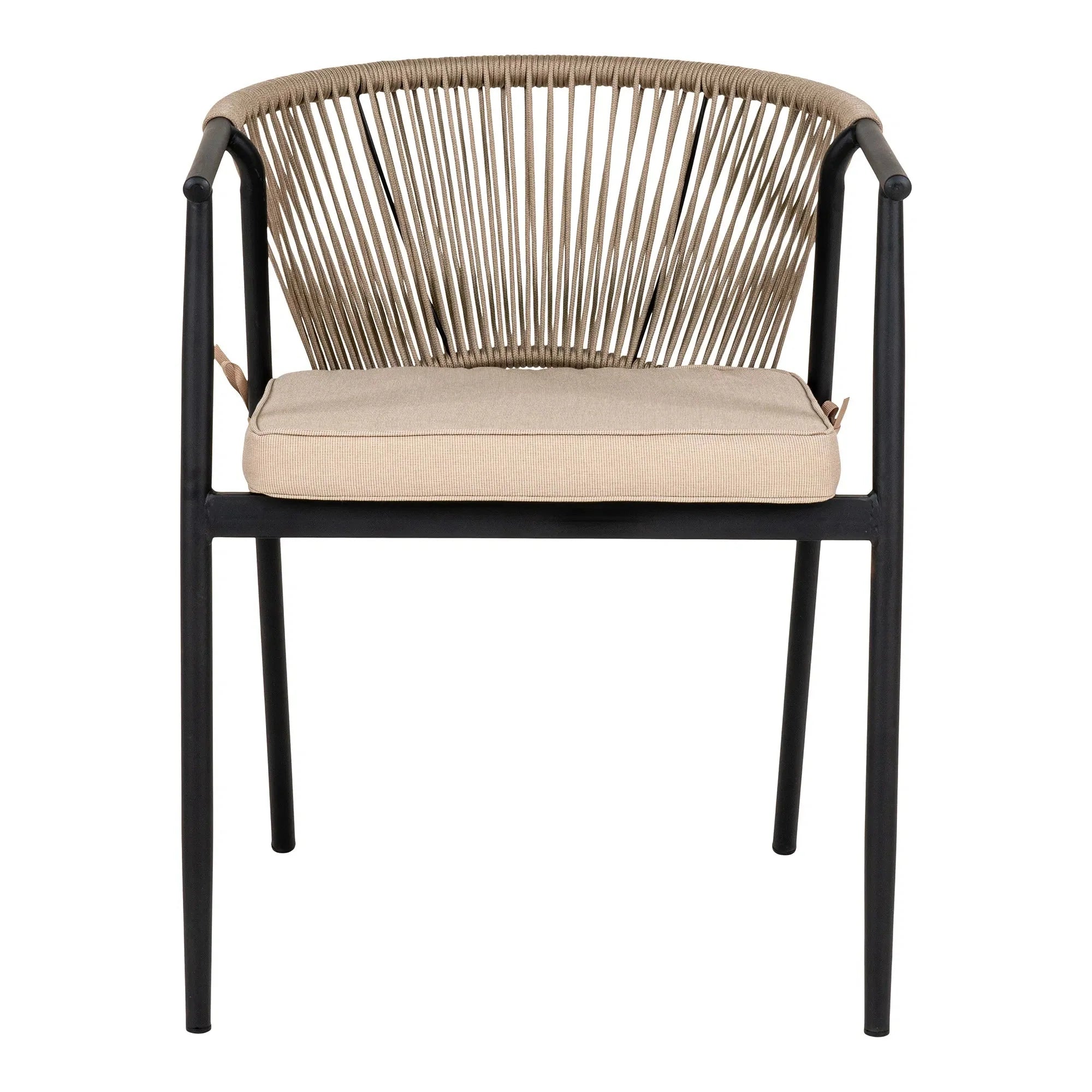 Elegantes 2er Set Gartenstuhl Lazaro: Stilvoll, Bequem, Schwarz/Beige Outdoor-Sitzgelegenheit