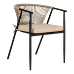 Lade das Bild in den Galerie-Viewer, 2er Set Lazaro Gartenstuhl Schwarz Beige – Moderne Outdoor-Sessel für Terrasse
