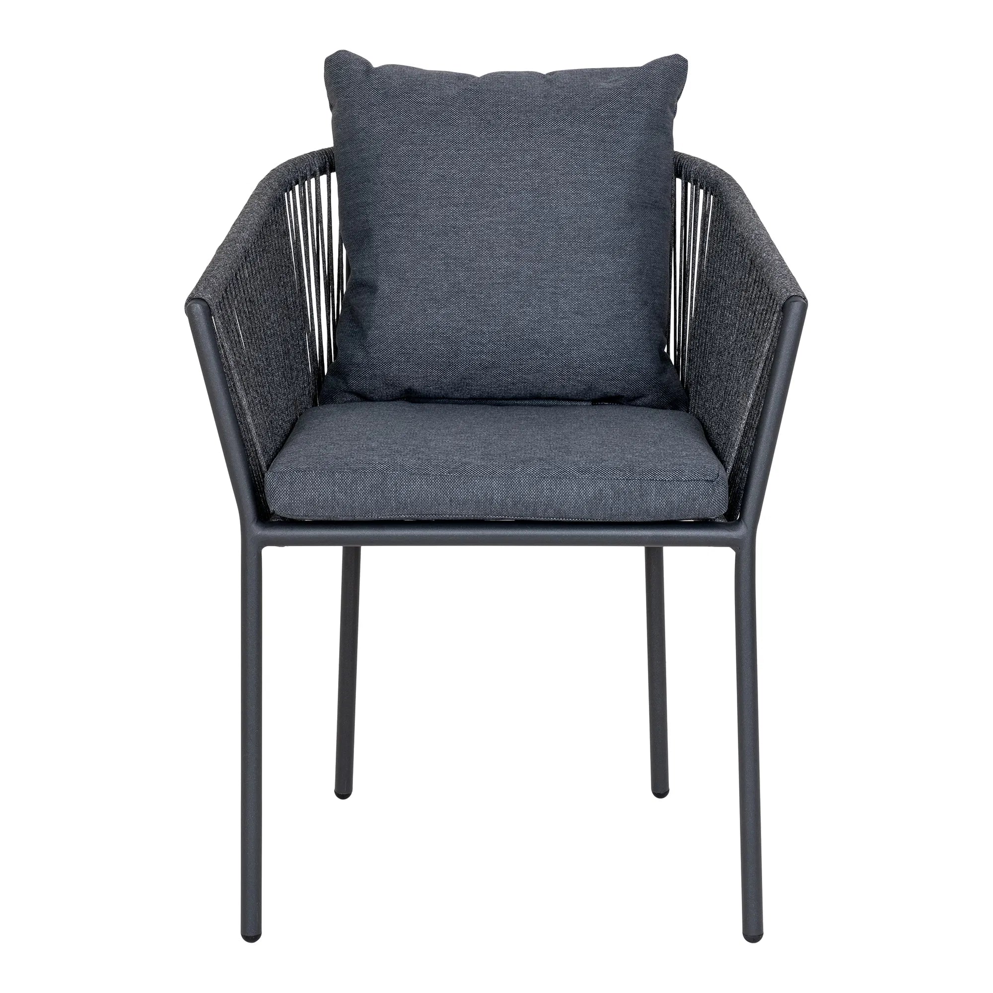 4er Set Elegante Tavira Gartenstühle Schwarz/Grau – Robust, Komfortabel, Wetterfest