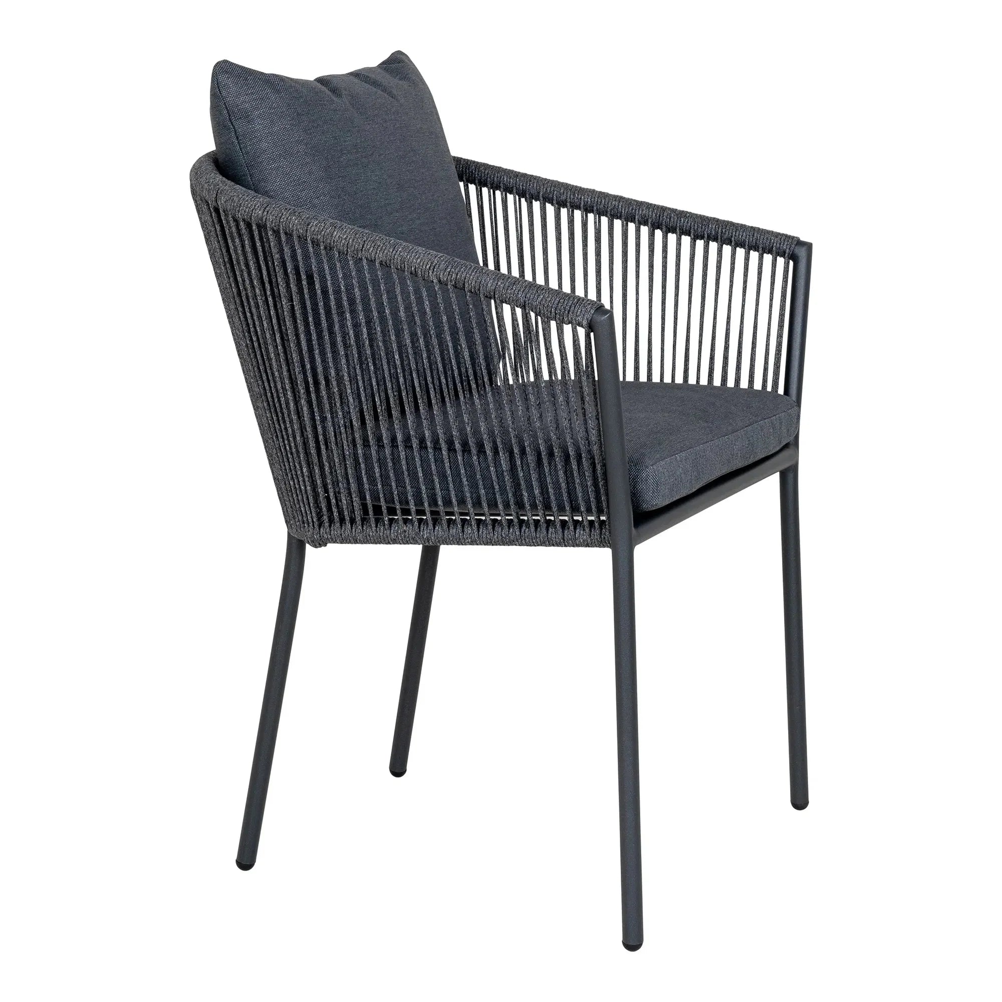 4er Set Elegante Tavira Gartenstühle Schwarz/Grau – Robust, Komfortabel, Wetterfest