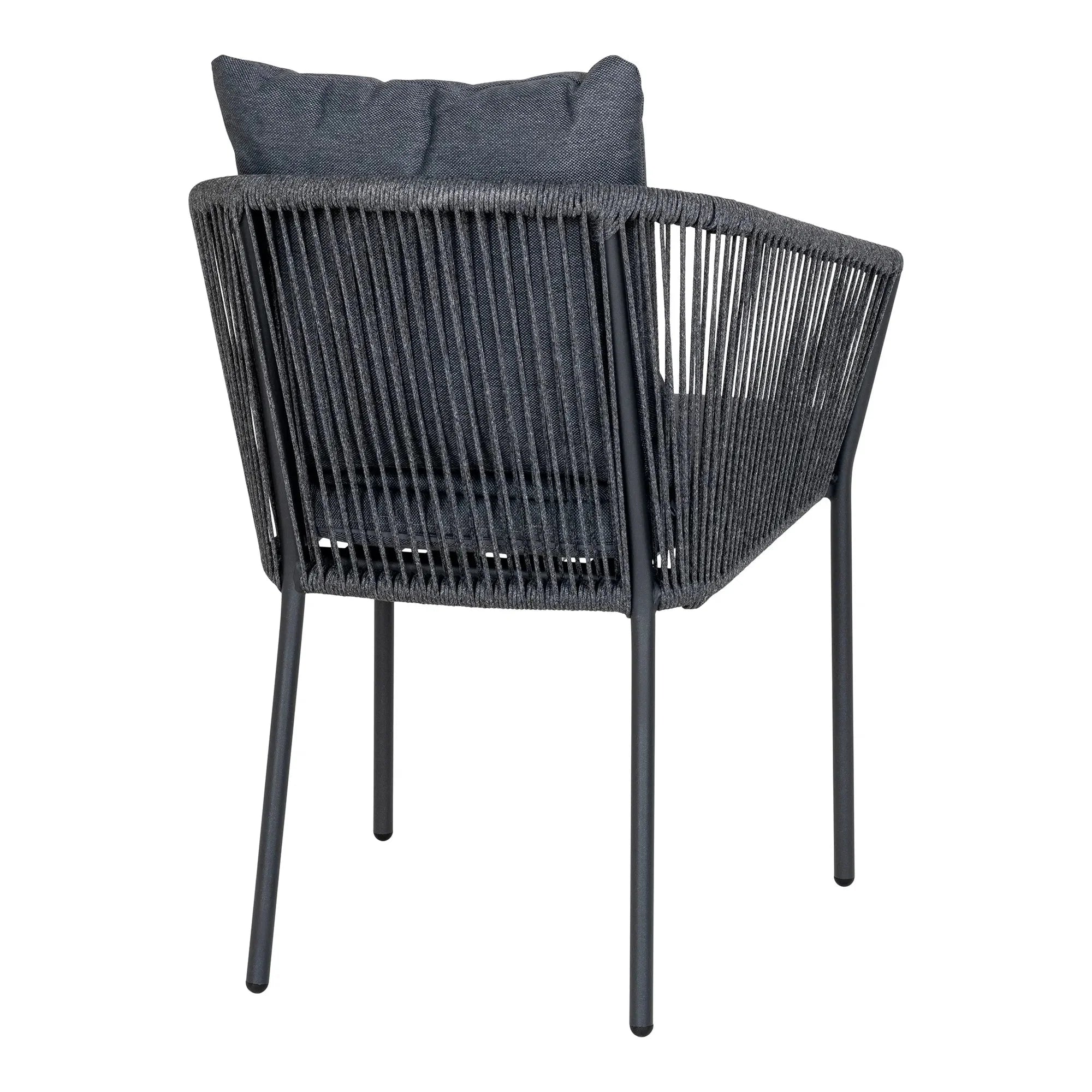 4er Set Elegante Tavira Gartenstühle Schwarz/Grau – Robust, Komfortabel, Wetterfest