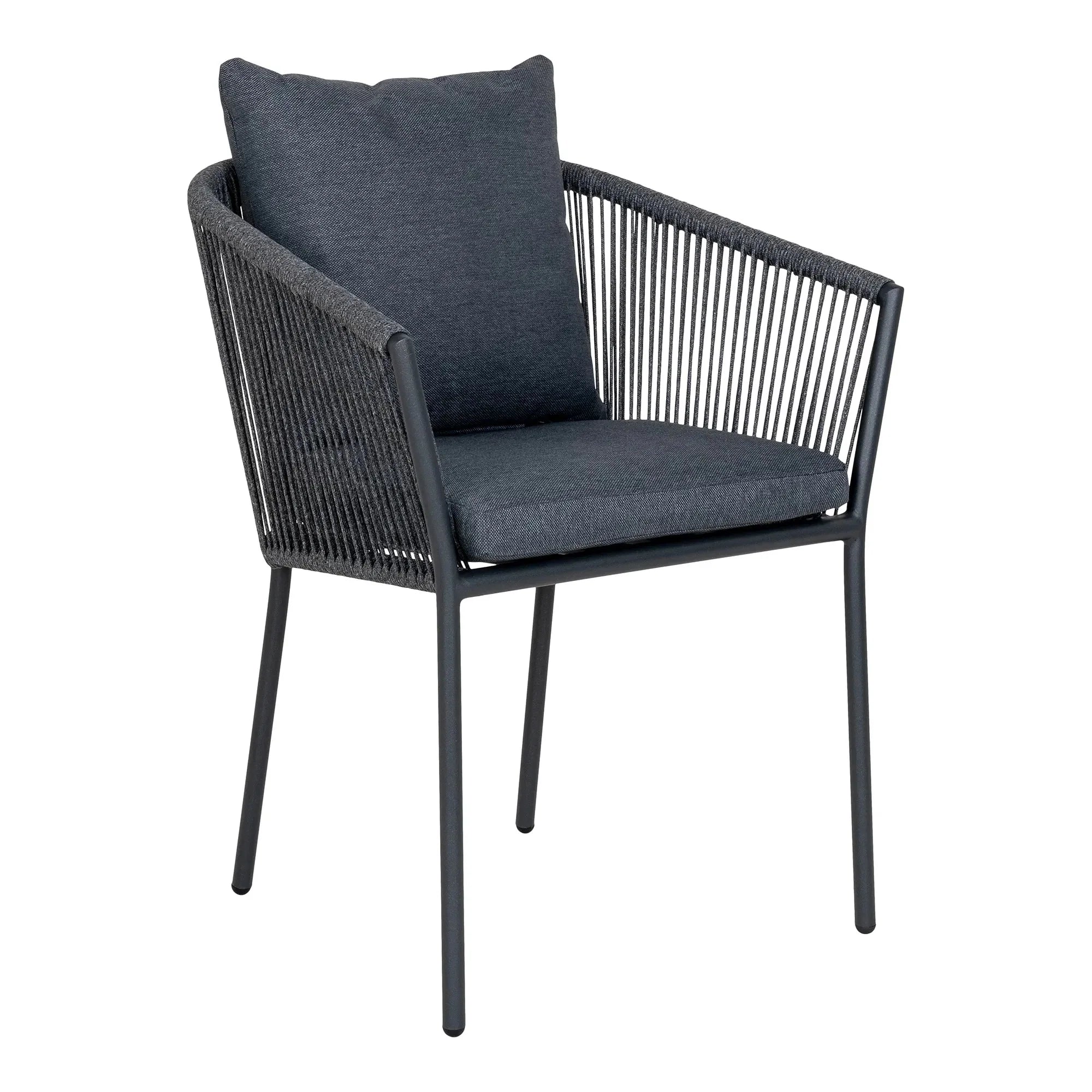 4er Set Elegante Tavira Gartenstühle Schwarz/Grau – Robust, Komfortabel, Wetterfest