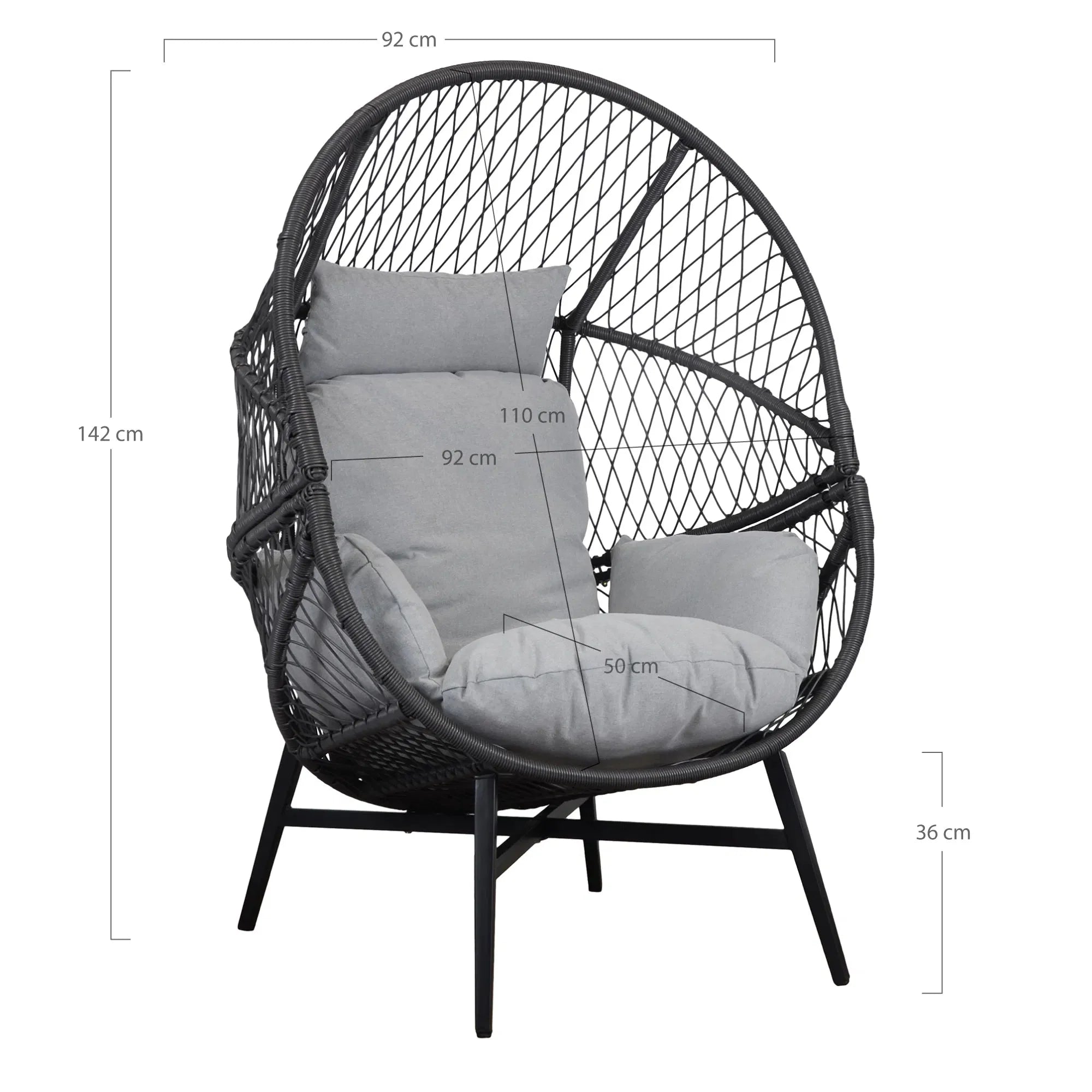 Marano Polyrattan Loungesessel mit Kissen – Outdoor Garten Sessel Wetterfest Komfortabel