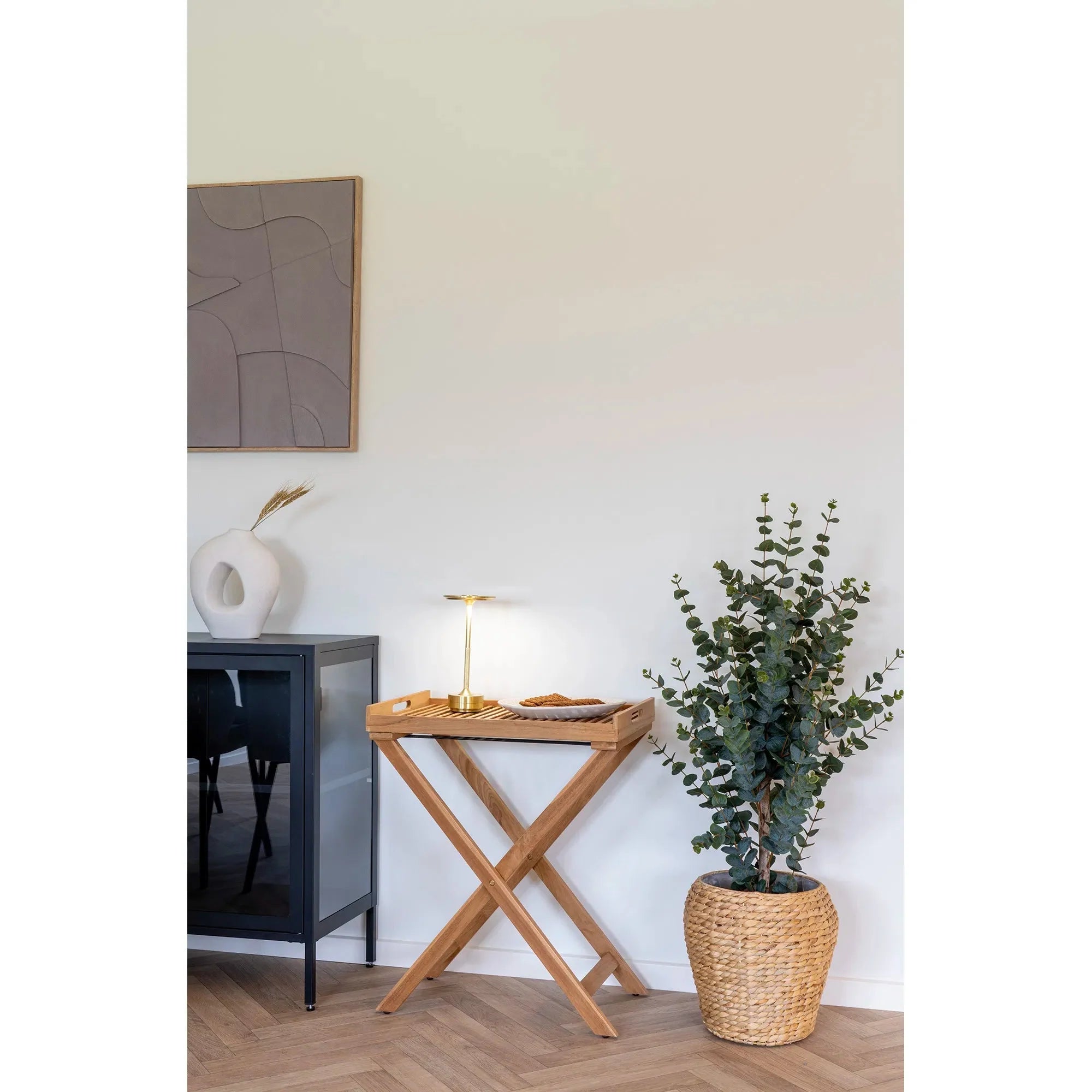 Riviera Teakholz-Beistelltisch mit abnehmbarem Tablett für Garten und Balkon