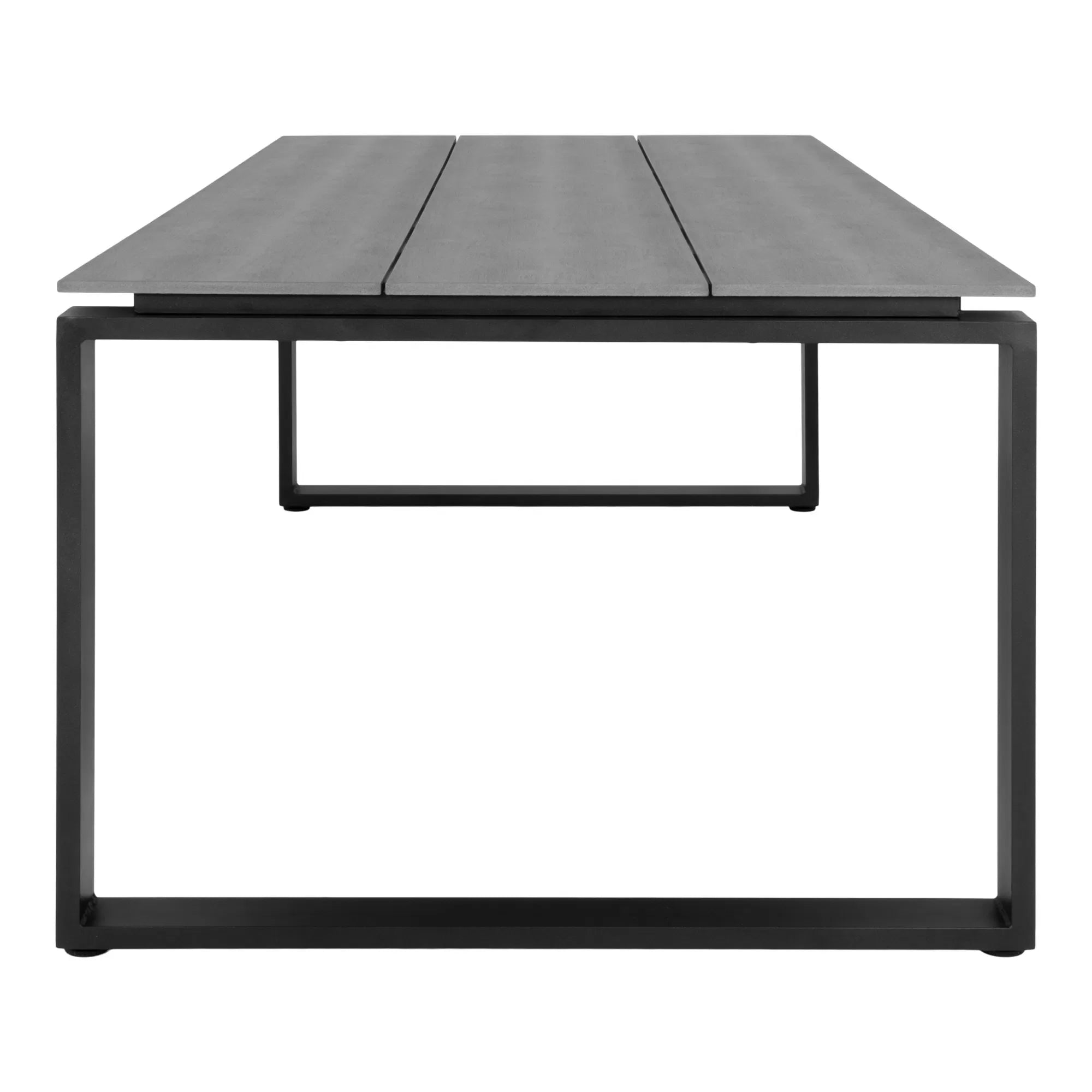 Robuster Garten Esstisch Emilio, 210x100cm, Nonwood & Aluminium, Modern, Wetterfest, Schwarz/Grau