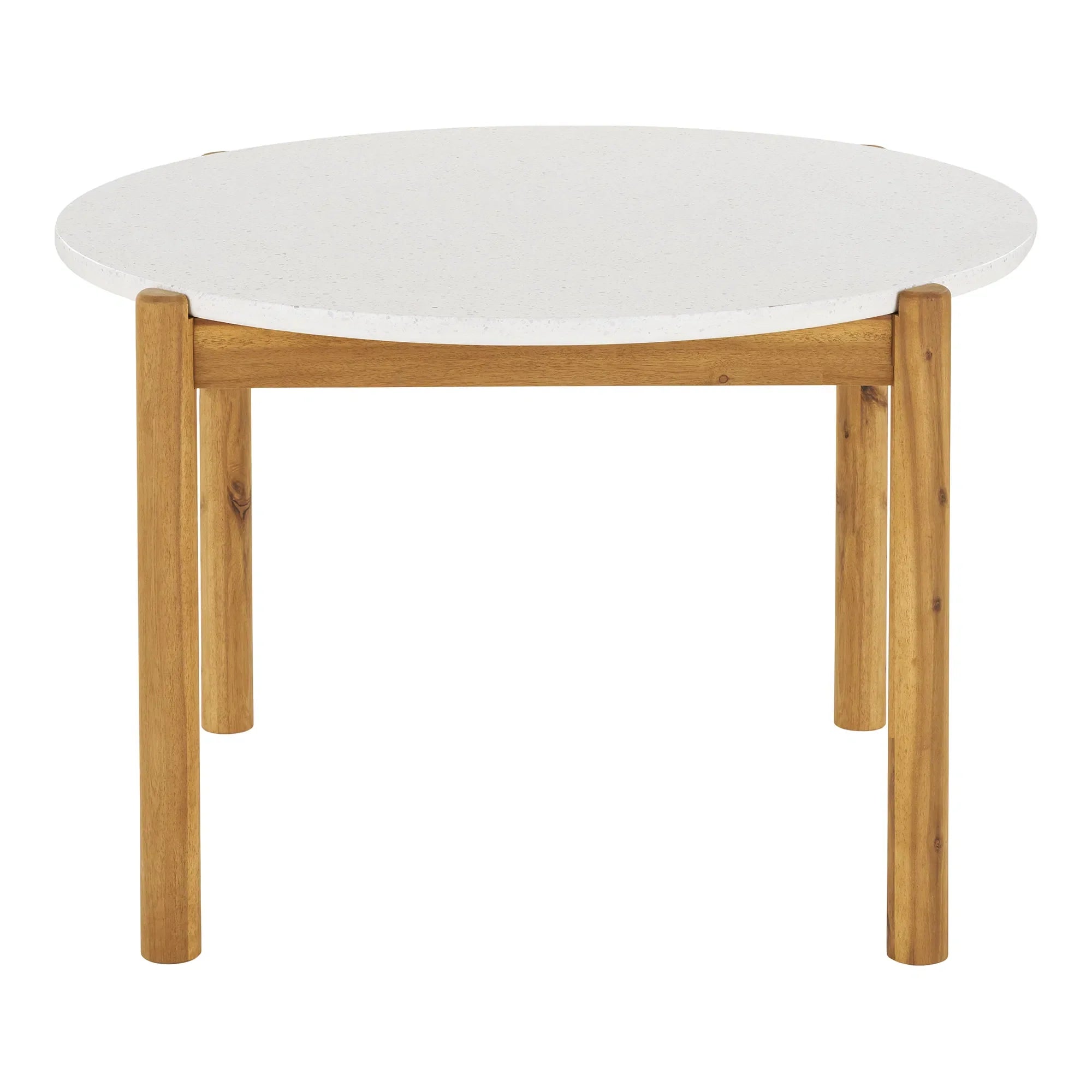 Eleganter Garten Esstisch Lisa: Akazie & Terrazzo – Natur/Weiß, Ø120 cm