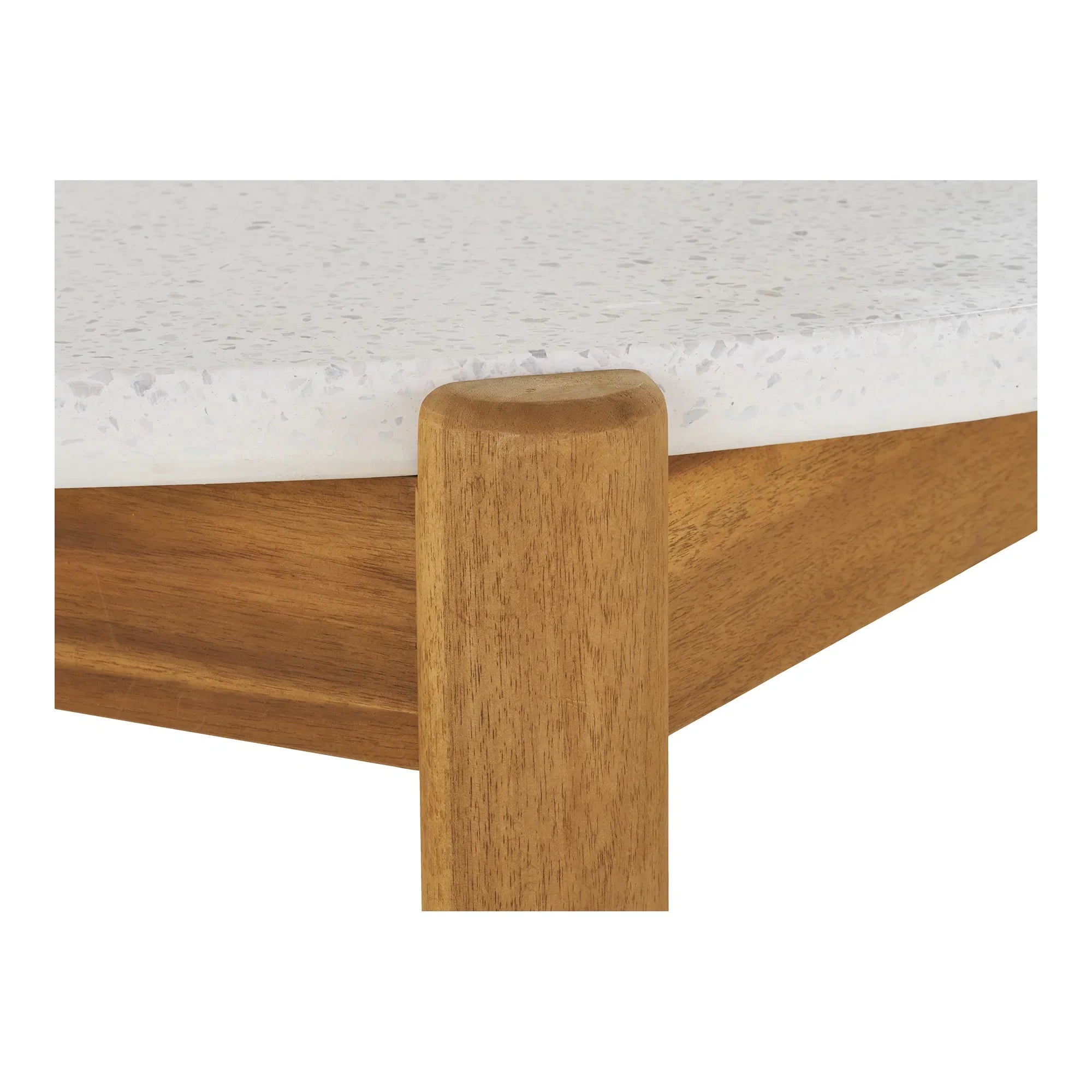 Eleganter Garten Esstisch Lisa: Akazie & Terrazzo – Natur/Weiß, Ø120 cm