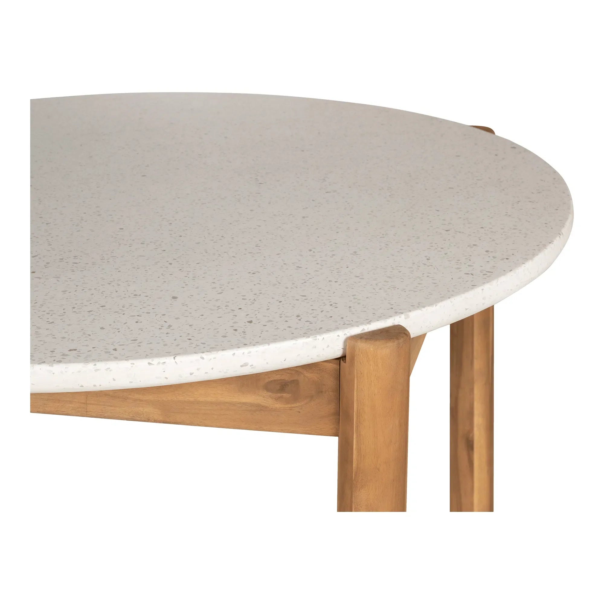 Eleganter Garten Esstisch Lisa: Akazie & Terrazzo – Natur/Weiß, Ø120 cm