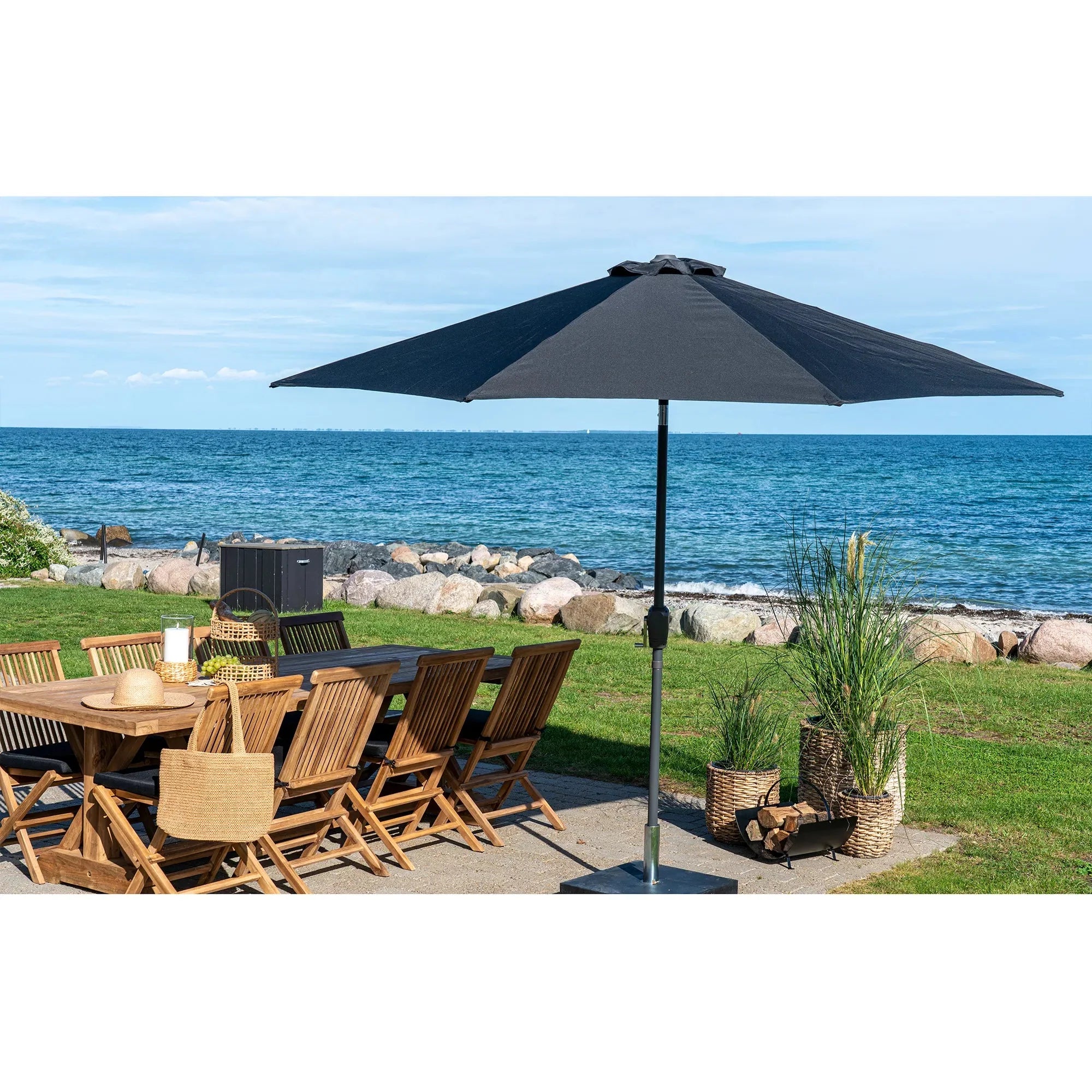 Robuster Höhenverstellbarer Sonnenschirm Levanto ø300 Metallgestell Garten Terrasse UV-Schutz