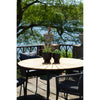 Eleganter Modena Garten Esstisch: Robuste Teakholzplatte, Schwarzes Metallgestell, Ø130cm Outdoor-Design