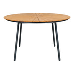 Lade das Bild in den Galerie-Viewer, Eleganter Modena Garten Esstisch: Robuste Teakholzplatte, Schwarzes Metallgestell, Ø130cm Outdoor-Design
