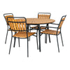 Eleganter Modena Garten Esstisch: Robuste Teakholzplatte, Schwarzes Metallgestell, Ø130cm Outdoor-Design