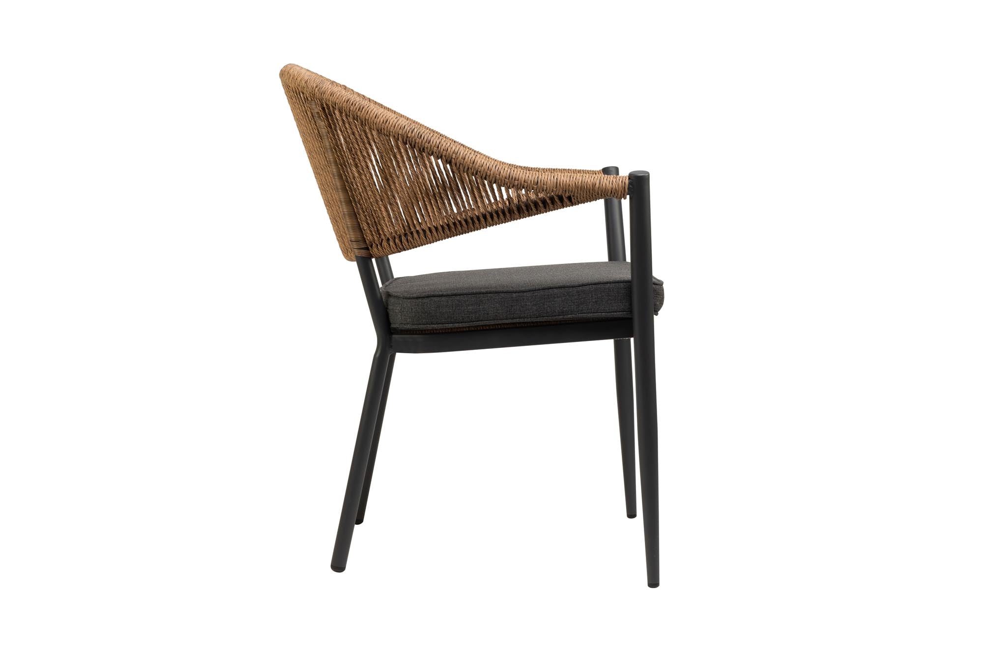 4er Set Elegante Gartenstühle Colien, Robuste Seil-Design Outdoor-Stühle Anthrazit